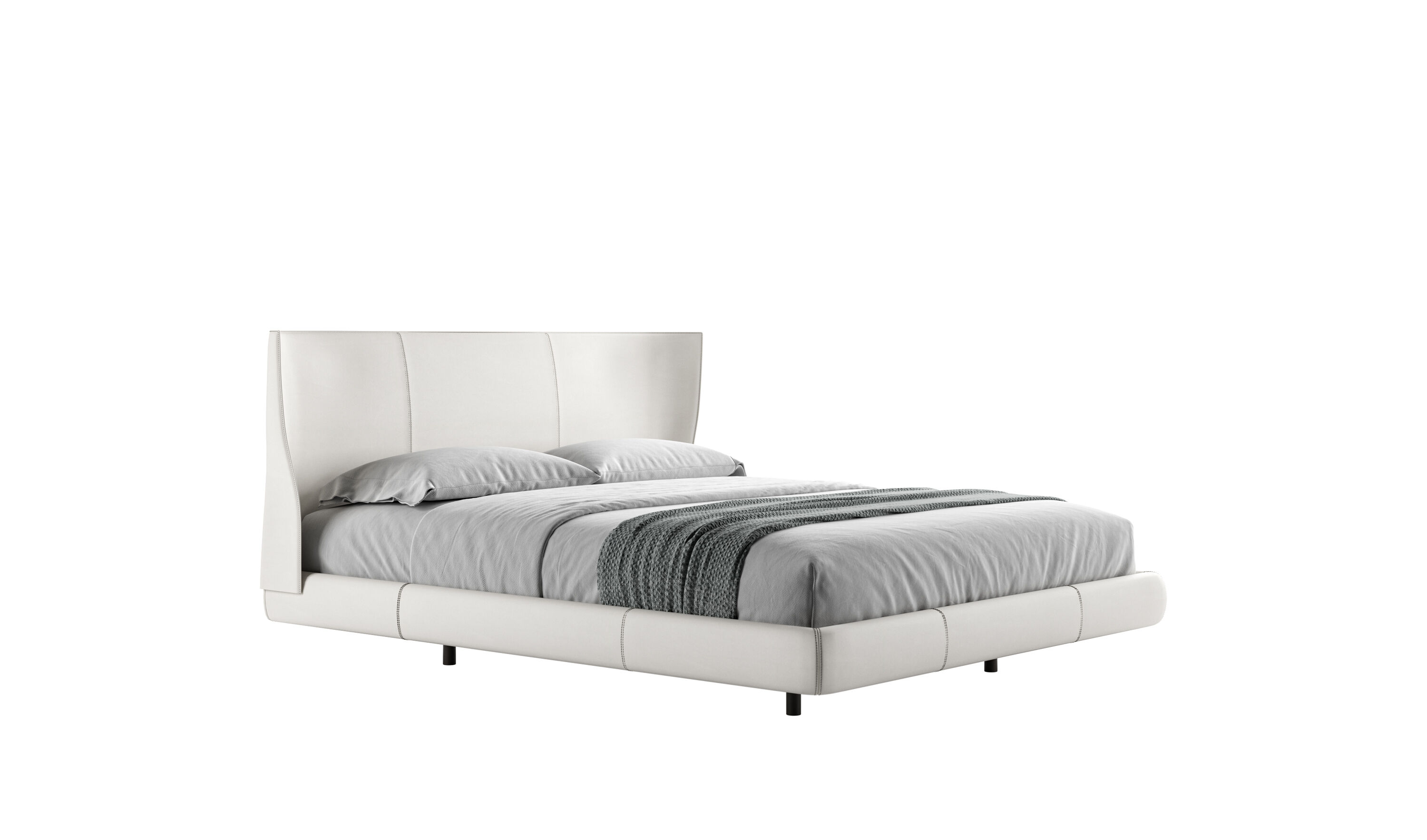Queen size bed - White thick leather | B&B Italia Official Shop